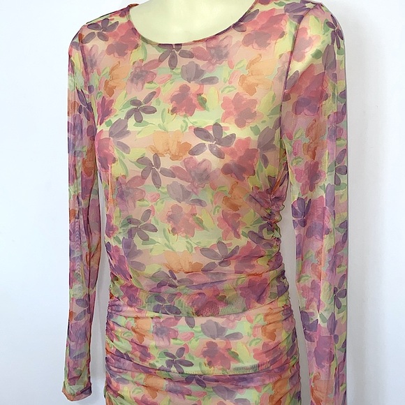 For Love And Lemons Pink Long Sleeve Bodycon Swim Coverup Sz Sm .Nwot - Picture 6 of 8